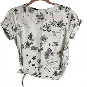 Zara cropped, side tie-knot shirt, desert road trip  pattern, Medium, Feminine